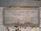 Mary Elizabeth Robinette (1954-1954): homenaje de Find a Grave