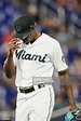 Huascar Brazoban of the Miami Marlins comes on to pitch during the ...