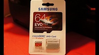 Samsung 64GB Evo plus Class 10 sdsxc speed test review - YouTube