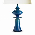 Monumental table lamp with finial form in azure glaze by Nils Kähler ...