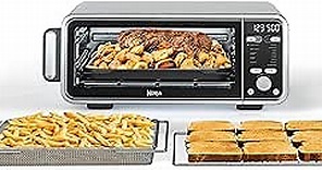 Ninja SP301 Dual Heat Air Fry Countertop 13-in-1 Oven with Extended Height, XL Capacity, Flip Up & Away Capability for Storage Space, with Air Fry Basket, SearPlate, Wire Rack & Crumb Tray, Silver