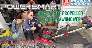 POWERSMART 80V LITHIUM ION ELECTRIC CORDLESS 26” WIDE DUAL BLADE SELF PROPELLED LED LIGHT LAWNMOWER