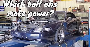 Basic Bolt on 99 2v 4.6 V8 Mustang Gains 35 rwhp and 30 ft lbs of torque with Mafia Dyno Tuning