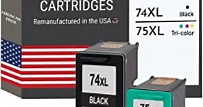 DoorStepInk Remanufactured in The USA Ink Cartridge Replacements for HP 74 XL 74XL HP 75 XL 75XL Combo Pack Black CB336WN and Color CB338WN for HP Deskjet D4260; OfficeJet J5780; Photosmart D5345