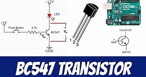BC547 NPN Transistor as a switch - Arduino example with LED Flash