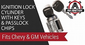 Ignition Lock Cylinder w/Keys & Passlock Chip - Starter Switch - Replaces# D1493F, 12458191, & more