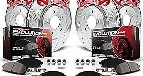 Power Stop KC4462, Z23 Front and Rear Brake Kit-Drilled/Slotted Rotors, Carbon Ceramic Pads, Calipers and 2 Front & 2 Rear Sensor Wires