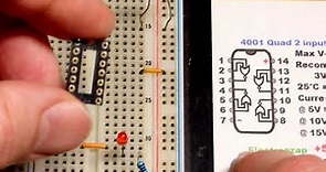 4001 IC CD4001 integrated circuit quad 2 input NOR logic gate DIY electronics demo circuit