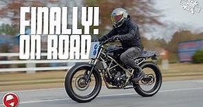Taking our CBR 300 on the STREET for the FIRST TIME! | 2016 CBR300 Flat Tracker Build - Day 20