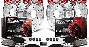 Power Stop KC7501 Z23 Evolution Front and Rear Brake Kit-Drilled/Slotted Rotors, Carbon Ceramic Brake Pads & Calipers