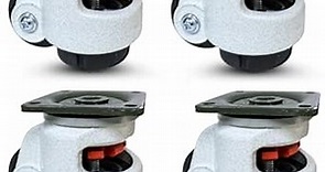 CasterHQ - Retractable Leveling Machine Casters - 4 Pack - 2,400 lbs Per Set - Premium Quality - Heavy Duty Machine Retractable Casters - 600 lbs Capacity Each Caster - New Improved Design!