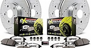 Power Stop K7293-26 Front and Rear Z26 Carbon Fiber Brake Pads with Drilled & Slotted Brake Rotors Kit