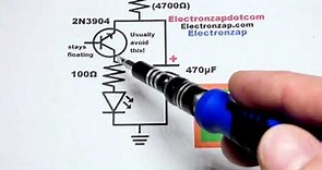 Single 2N3904 NPN bipolar junction transistor BJT LED flasher electronics circuit how to DIY