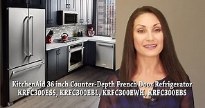 KitchenAid 36 inch Counter Depth French Door Refrigerator KRFC300ESS
