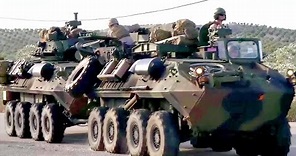 U.S. Marines Light Armored Vehicles Convoy Through Spain