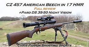 CZ 457 American Beech Stock 17 HMR, Full Review and Hunting with PARD DS 35-50 Night Vision