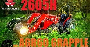 Grapple Logs with Massey Ferguson 2605H Tractor and RhinoAG AGR60 Grapple