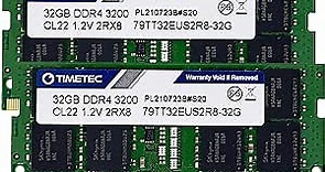 Timetec Hynix IC 64GB KIT(2x32GB) DDR4 3200MHz PC4-25600 Unbuffered ECC UDIMM 1.2V CL22 2Rx8 Dual Rank 260 Pin SODIMM Memory RAM Module Upgrade (64GB KIT(2x32GB))