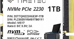 Timetec 1TB M.2 2230 SSD NVMe PCIe Gen3x4, Solid State Drive, Compatible with Steam Deck, Microsoft Surface, Mini PCs