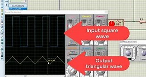 Integrator amplifier using LM324 in Proteus tutorial