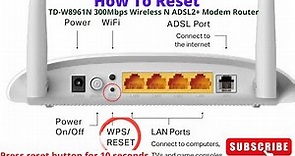 How to Hard reset TP-Link TD-W8961N 300Mbps Wireless N ADSL2+ Modem Router - English