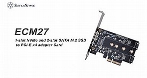SilverStone ECM27 1-slot NVMe and 2-slot SATA M.2 SSD to PCI-E x4 adapter Card