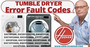 Hoover Tumble Dryer Dynamic Text error fault codes on one touch or Candy smart touch