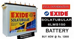 Exide SolaTubular 6LMS 150L- 12v 150ah Solar Battery - Unboxing & Full Information