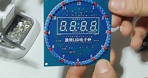Rotating LED Electronic Clock Kit , DS1302 , STC15W408AS , Soldering