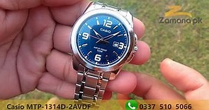 CASIO MEN S MTP-1314D-2A ENTICER SERIES SILVER BAND BLUE DIAL WITH DATE DRESS WATCH
