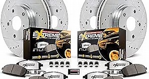 Power Stop K6268-36 Z36 Truck and Tow Front and Rear Drilled Slotted Brake Rotors and Carbon Fiber Ceramic Pads Brake Kit For 2012 2013 2014 2015 2016 2017 2018 Ford F-150 6 Lug Models