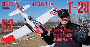 Eflite - T-28 Trojan V2 - 1.2m - Unbox, Build, Radio Setup, & 2X Flights