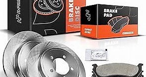 A-Premium 11.85 inch (301mm) Rear Solid Disc Brake Rotors + Ceramic Pads kit Compatible with Select Ford and Mercury Models - Explorer 2002-2005, Mountaineer 2002-2005, 6-PC Set