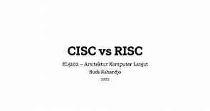 EL5102: Perbandingan antara CISC dan RISC