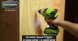 GreenWorks G-24 Impact Driver with 2.0 AH Batteries and 1-45-Minute charger