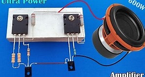 Simple Ultra Power Heavy Bass Amplifier Using 2SC5200 & 2SA1943 Transistor - Powerful