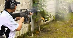 Test shots with the USAS-12 Automatic Shotgun