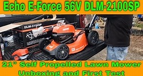 Echo e-FORCE 56V DLM-2100SP 21 Self Propelled Lawn Mower Unboxing and First Test #215