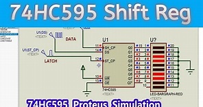 74HC595 8 bit Shift Register - Proteus Simulation