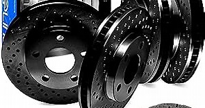 R1 Concepts Full Kit eLine Black Series Drilled Brake Rotors Kit & Ceramic Pads CBX.63123.02