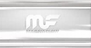 MagnaFlow 5in x 8in Oval Offset/Offset Performance Muffler Exhaust 14264 - Straight-Through, 3in Inlet/Outlet, 18in Body Length, 24in Overall Length, Polished Finish - Classic Deep Exhaust Sound