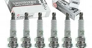 Sixity Auto 6 pc NGK V-Power Spark Plugs compatible with Jeep Grand Cherokee 3.7L V6 2005-2010