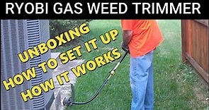 Ryobi expandable gas weed trimmer (weedeater) - unboxing, set-up, & review