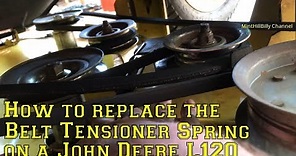 How to replace the Belt Tensioner Spring on a John Deere L120 Automatic Riding Lawn Mower