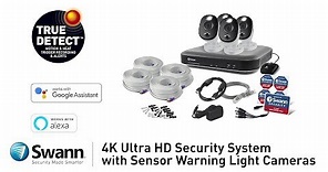 Swann 4K DVR Security System Overview DVR-5580 & PRO-4KWLB Sensor Light Security Cameras, Siren