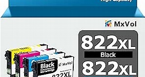 MxVol 822XL Remanufactured Ink Cartridge Replacement for Epson 822XL 822 XL T822XL High Yield to use with EPSON Workforce Pro WF-3820 WF-4820 WF-4830 WF-4833 WF-4834 (Black Cyan Magenta Yellow 4-Pack)