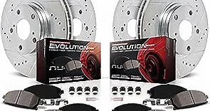 Power Stop K8516, Z23 Front and Rear Brake Kit-Drilled/Slotted Brake Rotors & Carbon Ceramic Brake Pads and 2 Front & 2 Rear Sensor Wires