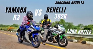 Benelli 302R Vs Yamaha R3 Long Battle Race | Akarapovic vs Sc Project Sound | Which is Best?