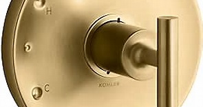 KOHLER K-TS14423-4-2MB Purist Rite-Temp Valve Trim with Lever Handle, Faceplate with Single Handle, Vibrant Brushed Moderne Brass