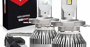 LASFIT H4 9003 Powersports Light Bulbs HB2 H19 H1S P43T Bulbs for ATV/UTV, Super Bright 60W 6000LM 6000K White, 360 Adjustable Beam,Plug&Play (2 bulbs)